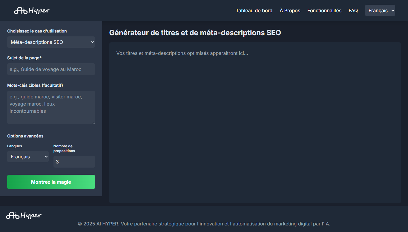 Générateur de titres et de méta-descriptions SEO